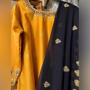 Indian dress -Silk salwar suit with dupatta.